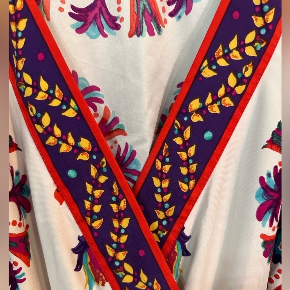 New York and Co Faux wrap dress floral, boho  print Farm Rio look alike Size L - Picture 4 of 9